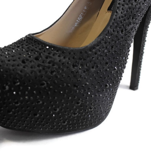 Highest Heel  Giselle Black Satin Platform Size 5 - Picture 6 of 7